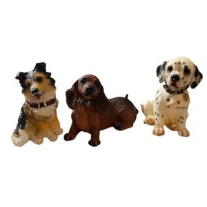3 Home Interiors Best Friends Dog Figurines Dachshund Dalmatian Shepherd No Box